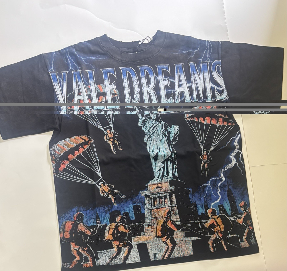 VALE DREAMS Men's Black Cotton Jersey Graphic Print Statue of Liberty T-Shirt