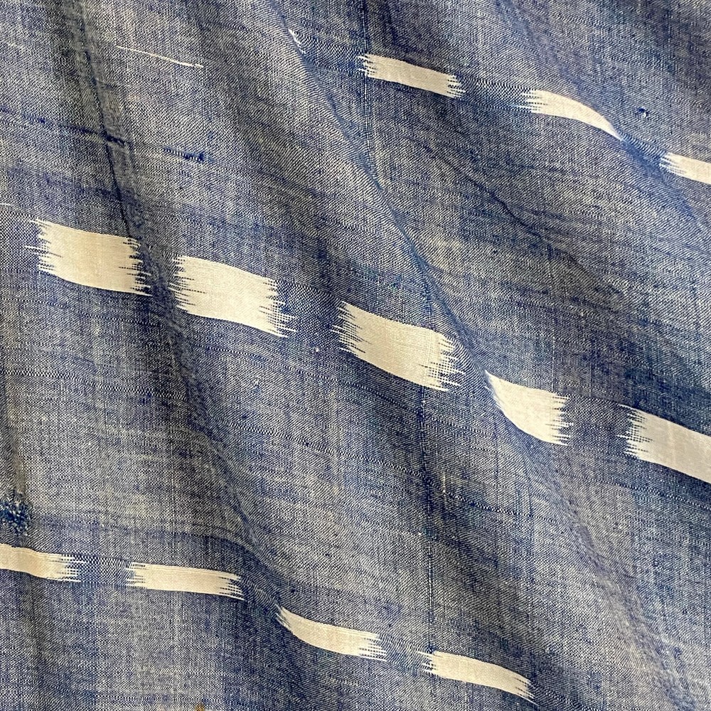 Ikat Antique French Fabric Blue Indigo Hand Woven Cotton 18th Century for Colle