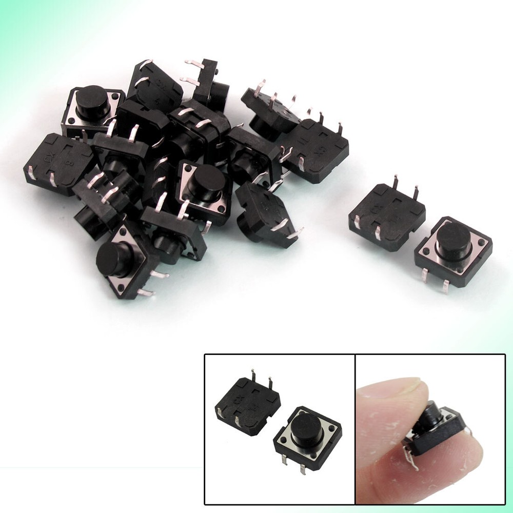 20 Pcs 12x12x7mm 4-Pin DIP Tactile Push Button Switch for PCB