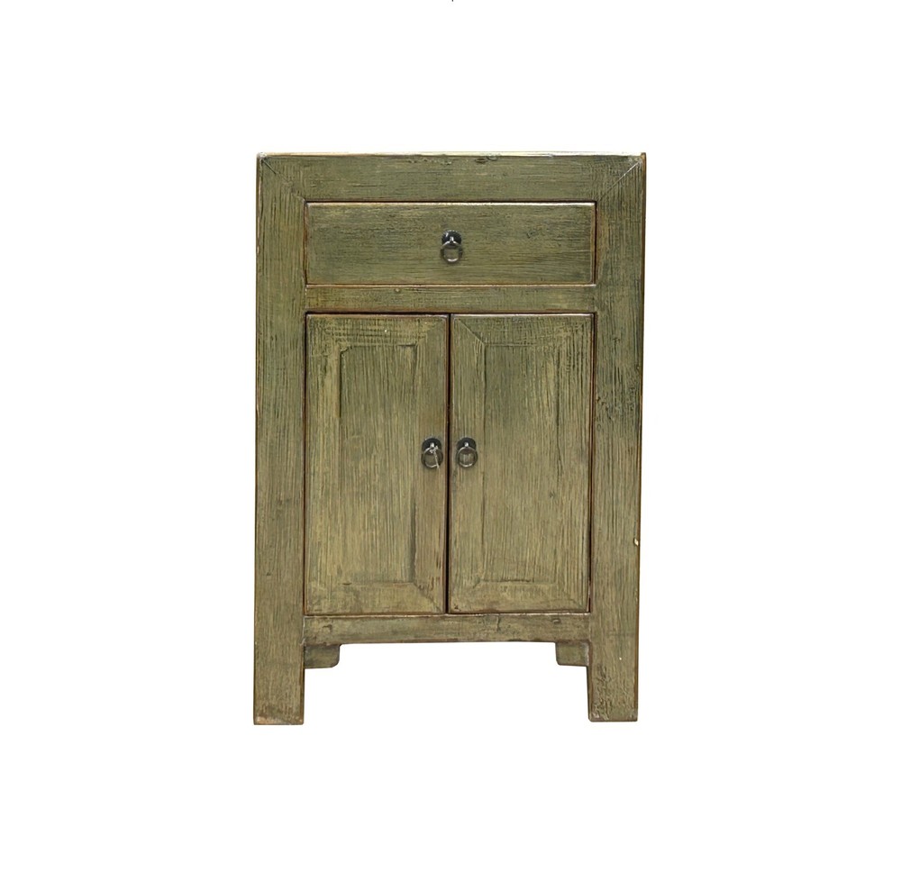 Distressed Light Olive Green Nightstand with Drawer ws4599