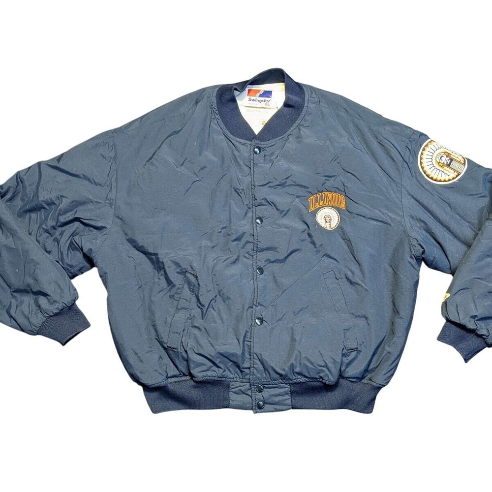 SWINGSTER Navy Blue Illinois Fighting Bomber Jacket for Style and Comfort