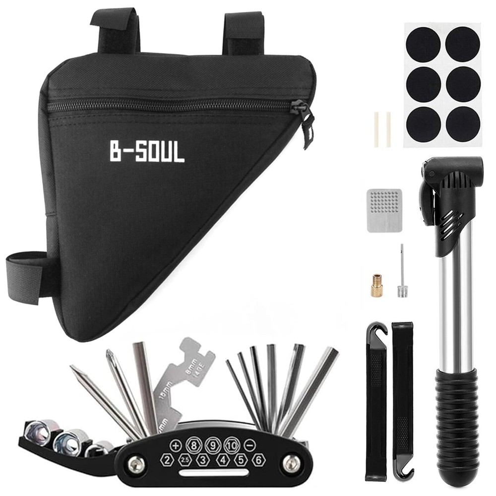 16-in-1 Bike Repair Tool Kit with Waterproof Storage Bag & Tire Patches