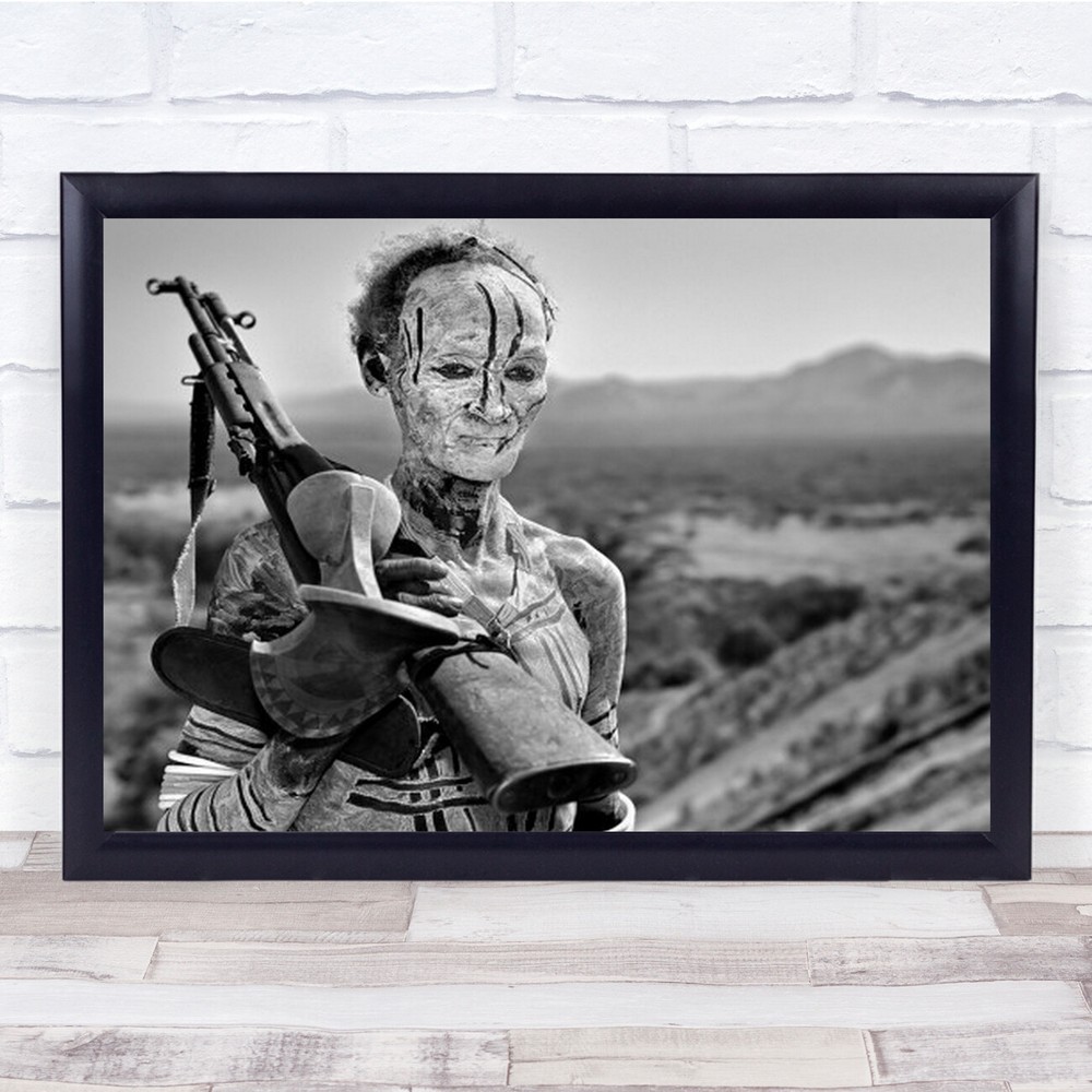 Old Warrior Portrait Documentary Native Indigenous Tribal Wall Art Print