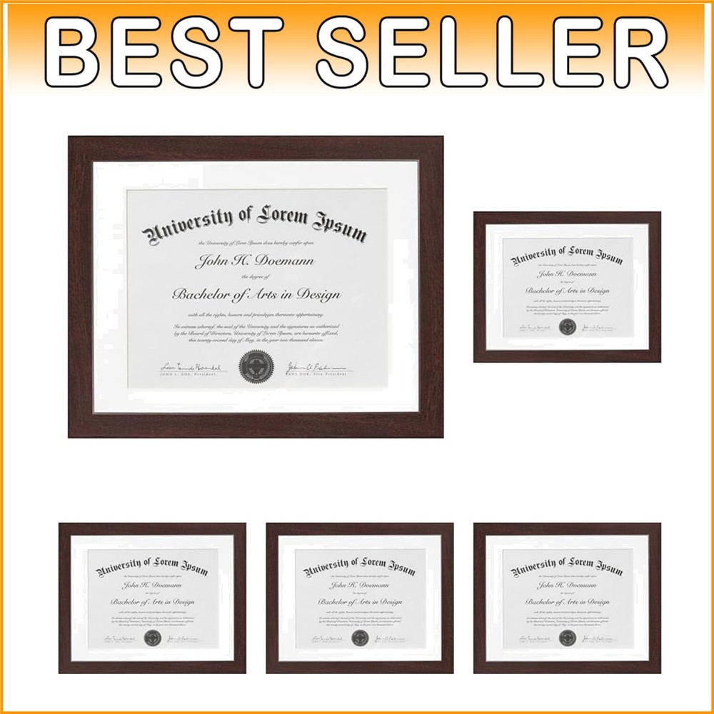 Elegant Diploma Certificate Frame Set with Acid-Free Mat - 5 Pack-image