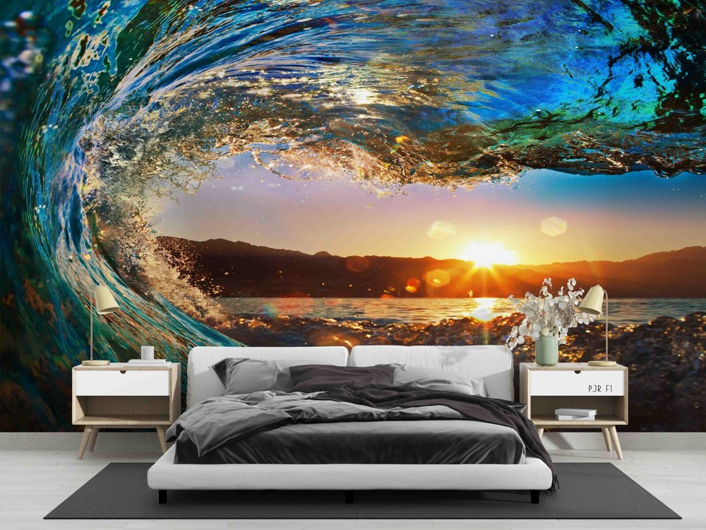 3D Sunset Sky Sea Scenery Wall Murals Wallpaper Murals Wall Sticker