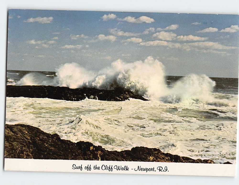 Postcard Surf off the Cliff Walk - Newport Rhode Island