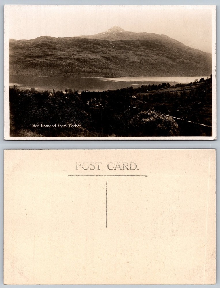 Vintage Real Photo Postcard Ben Lomond from Tarbet Scotland Loch Lomond RPPC