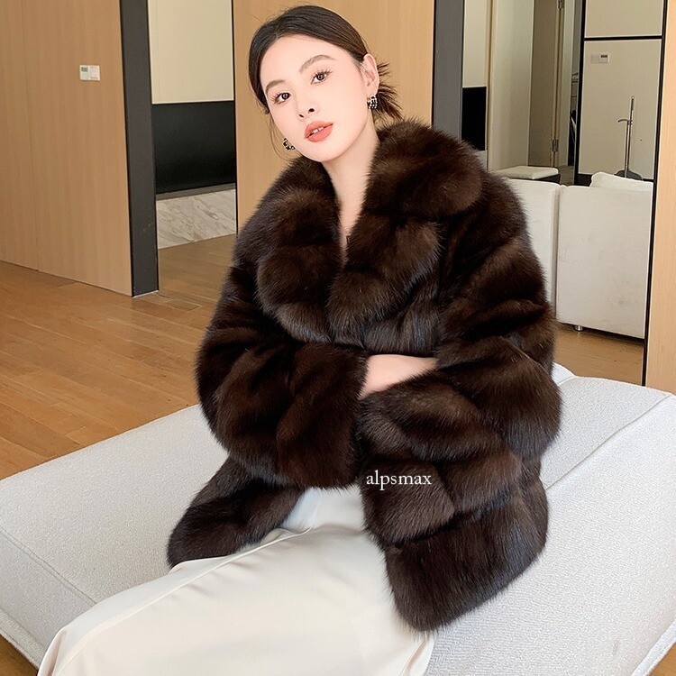 Lapel Collar Winter Womens Faux Mink Fur Coat Short Mid Long Overcoat Outwear Sz