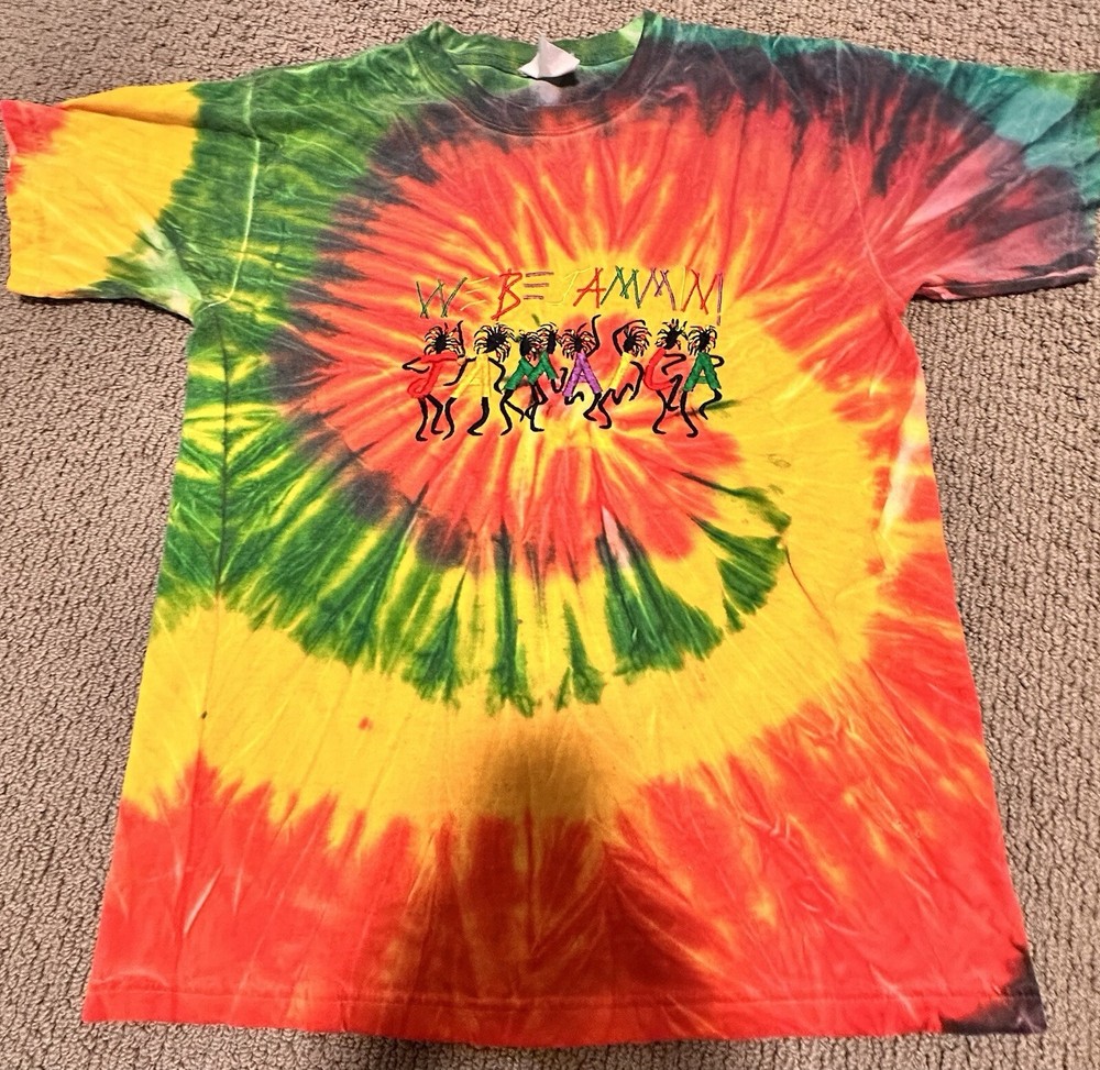 Jamaica Shirt XL Vintage 00s Y2K Tye-Dye We Be Jamin AOP Rasta Reggae Tee