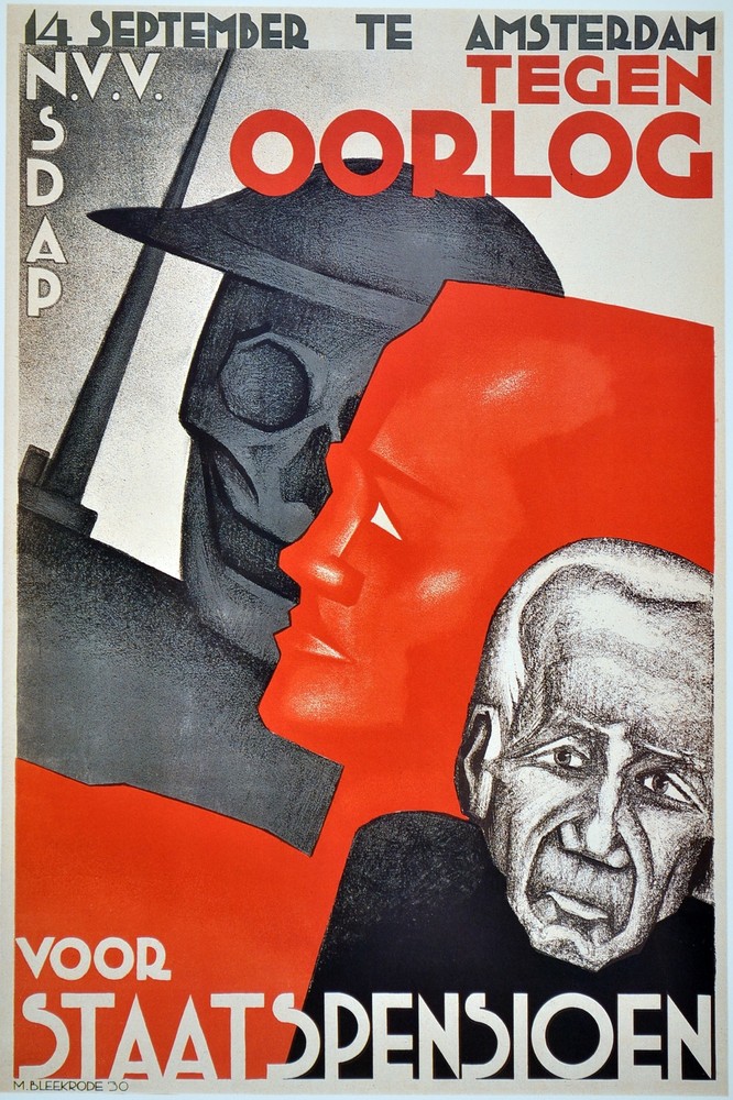 Tegen Oorlog Voor Staatspensioen, Dutch Decor Poster. Graphic Art Design 4043