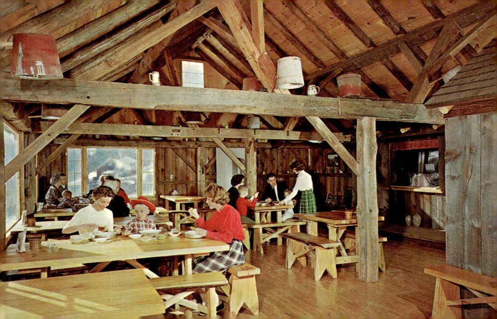 1960s Gould's Sugar House Shelburne Falls MA Mohawk Trail Rustic Interior Postca