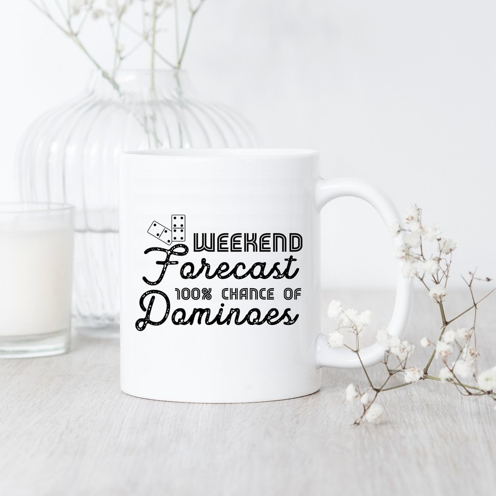 Domino Weekend Forecast Mug Gift for Domino Enthusiasts and Players  