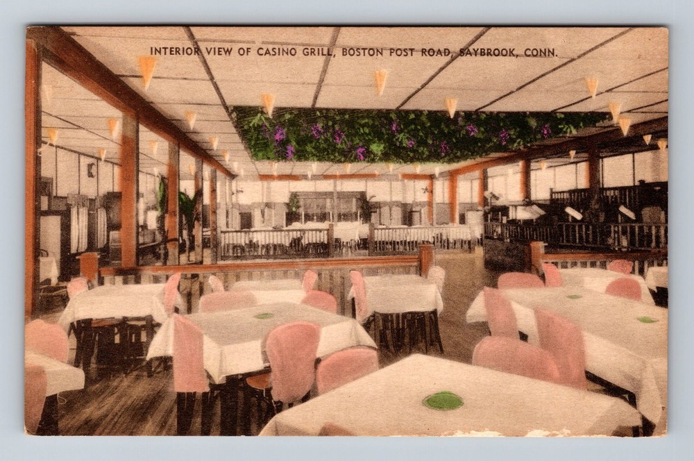 Saybrook CT-Connecticut, Casino Grill, Boston Post Road, Mail Vintage Postcard