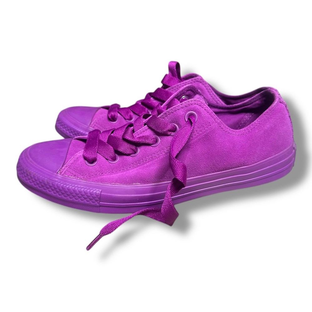 Converse All Star Low Top Sneaker Shoes Purple Leather Suede Women’s Size 9