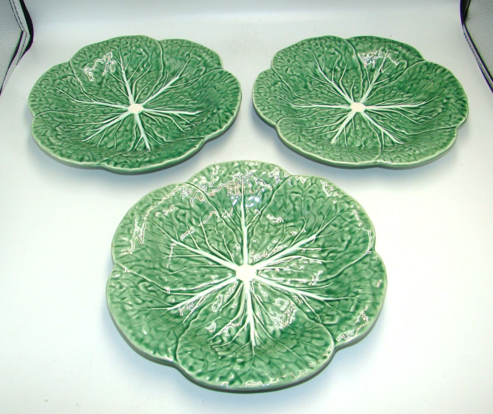 Bordallo Pinheiro Green Cabbage Leaf 3 Luncheon Plates
