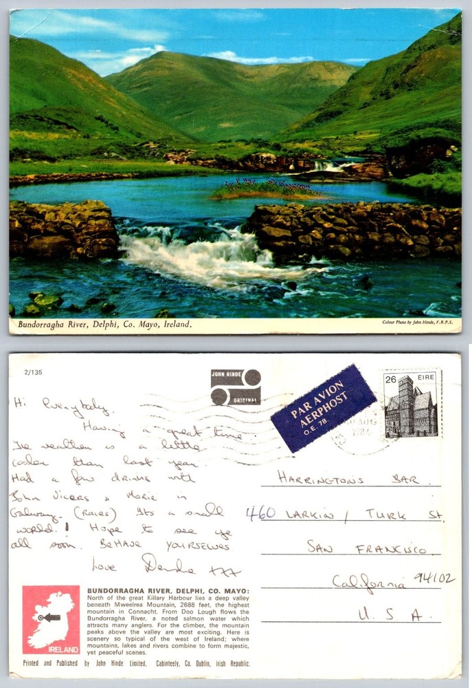 Vintage 1982 John Hinde Postcard Bundorragha River Delphi Co Mayo Ireland Posted