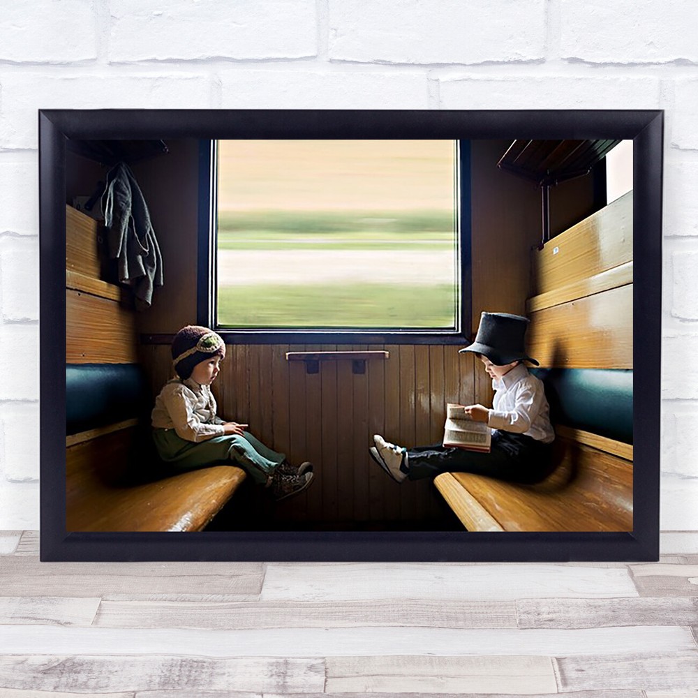 Kids Child Children Boys Train Hat Wall Art Print