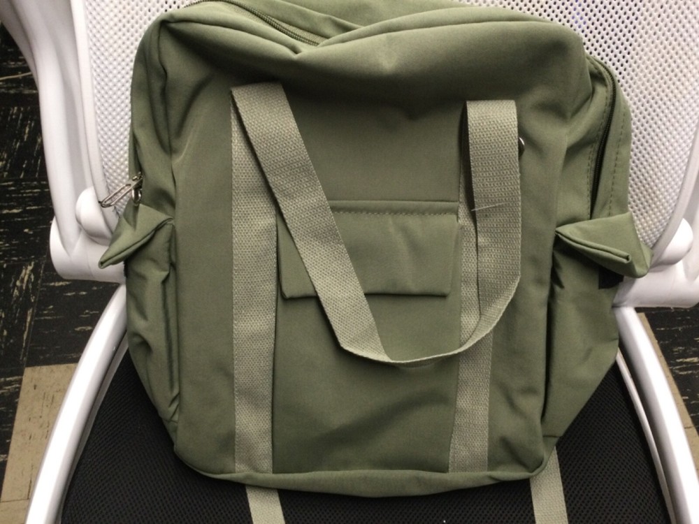 pocket front backpack preppy style solid color nylon bookbag