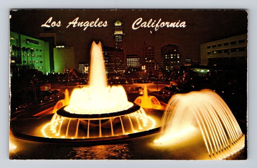Los Angeles CA- California, Civic Center Mall, Antique, Vintage Postcard