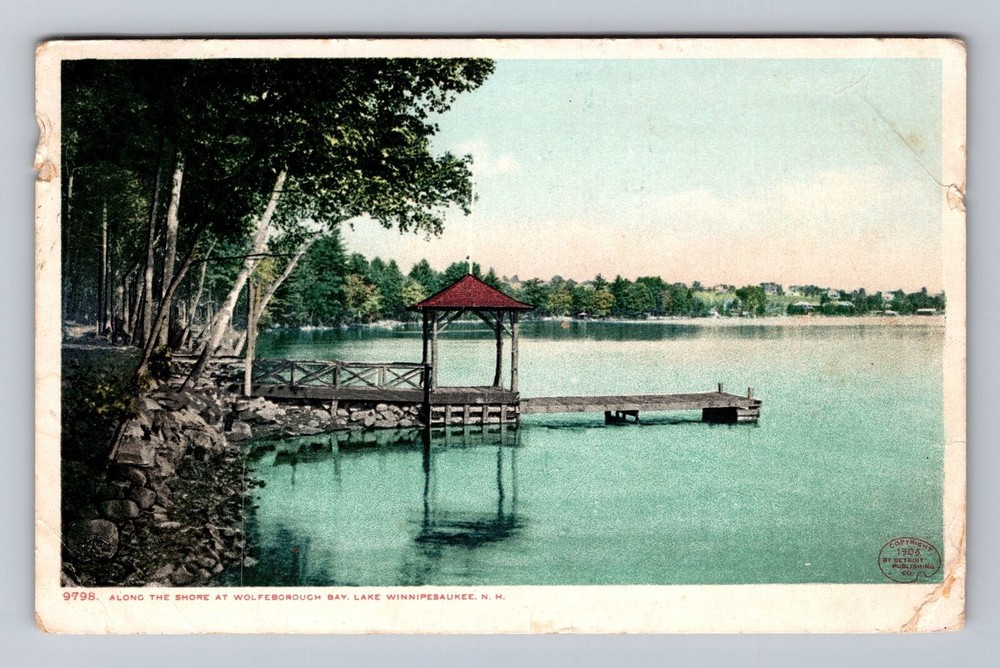 New Hampshire NH Lake Winnipesaukee Shore Wolfeborough Bay Vintage Postcard