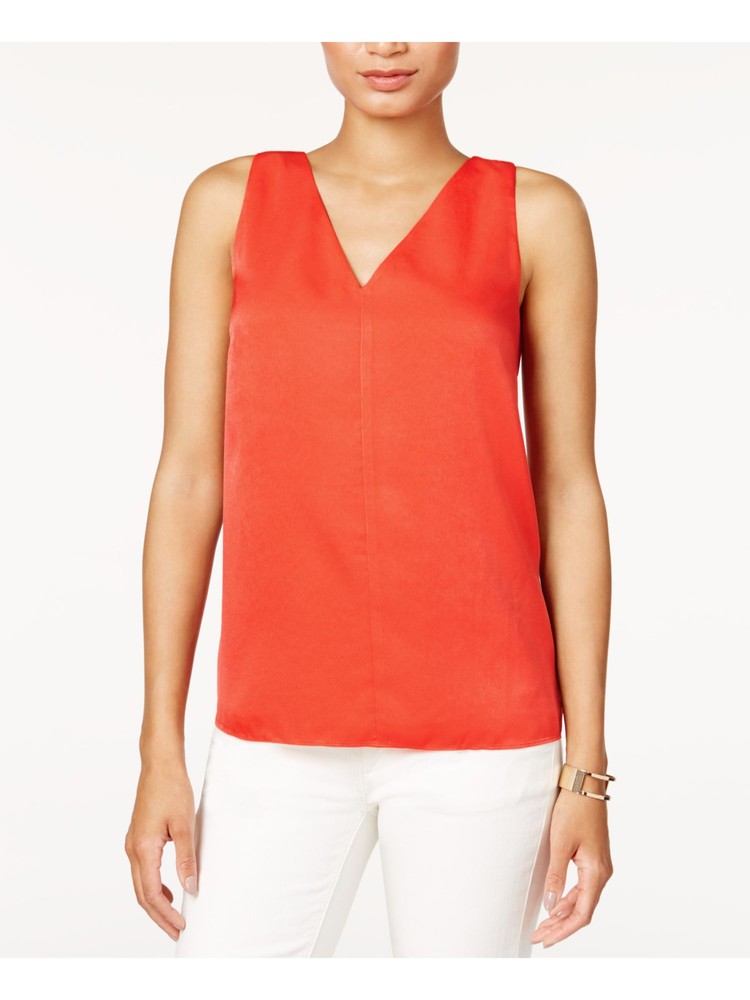 BAR III Womens Orange Low Back Sleeveless V Neck Top XS