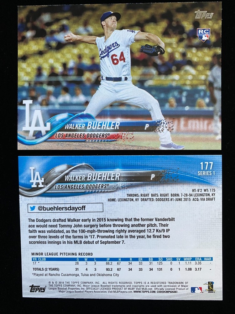 2018 Topps Series 1 Walker Buehler Rookie Card #177 Boston Red Sox RC Multiple Available