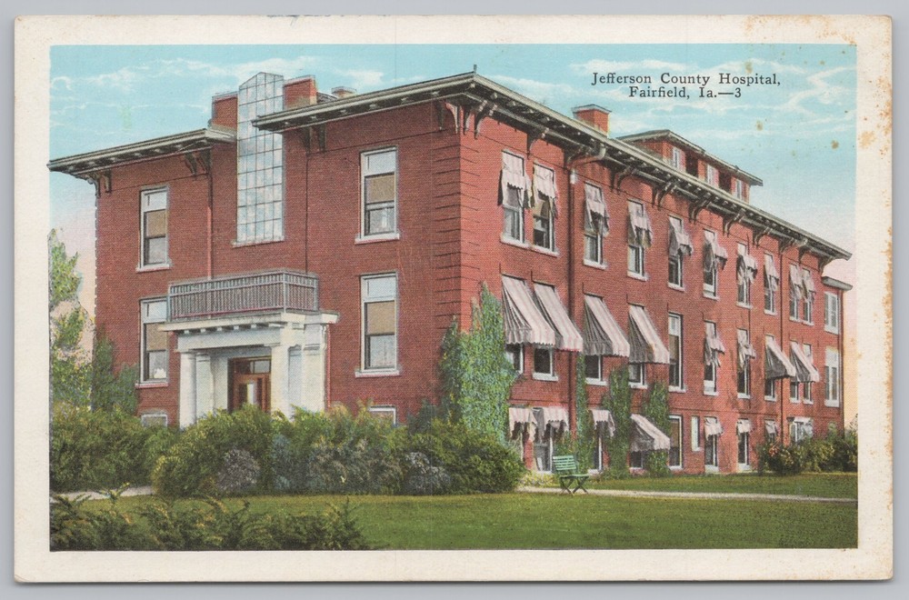 Fairfield Iowa~Jefferson County Hospital~Vintage Postcard