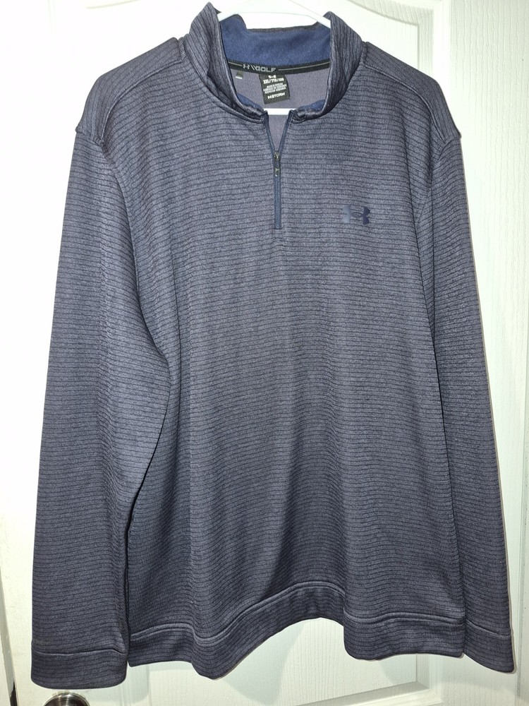 Mens Under Armour Golf Pull Over Size 2XL Storm Blue Long Sleeve Half Zip
