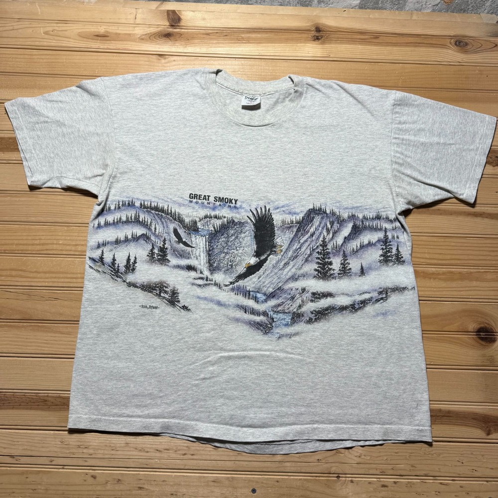 Vintage 1991 Great Smoky Mountains National Park Bald Eagle Nature Shirt USA 2X