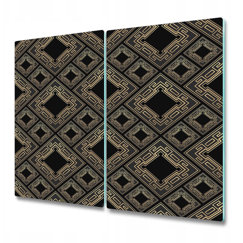 Glass Chopping Board Utensil Black and golden tile-work black and golden 2x30x52