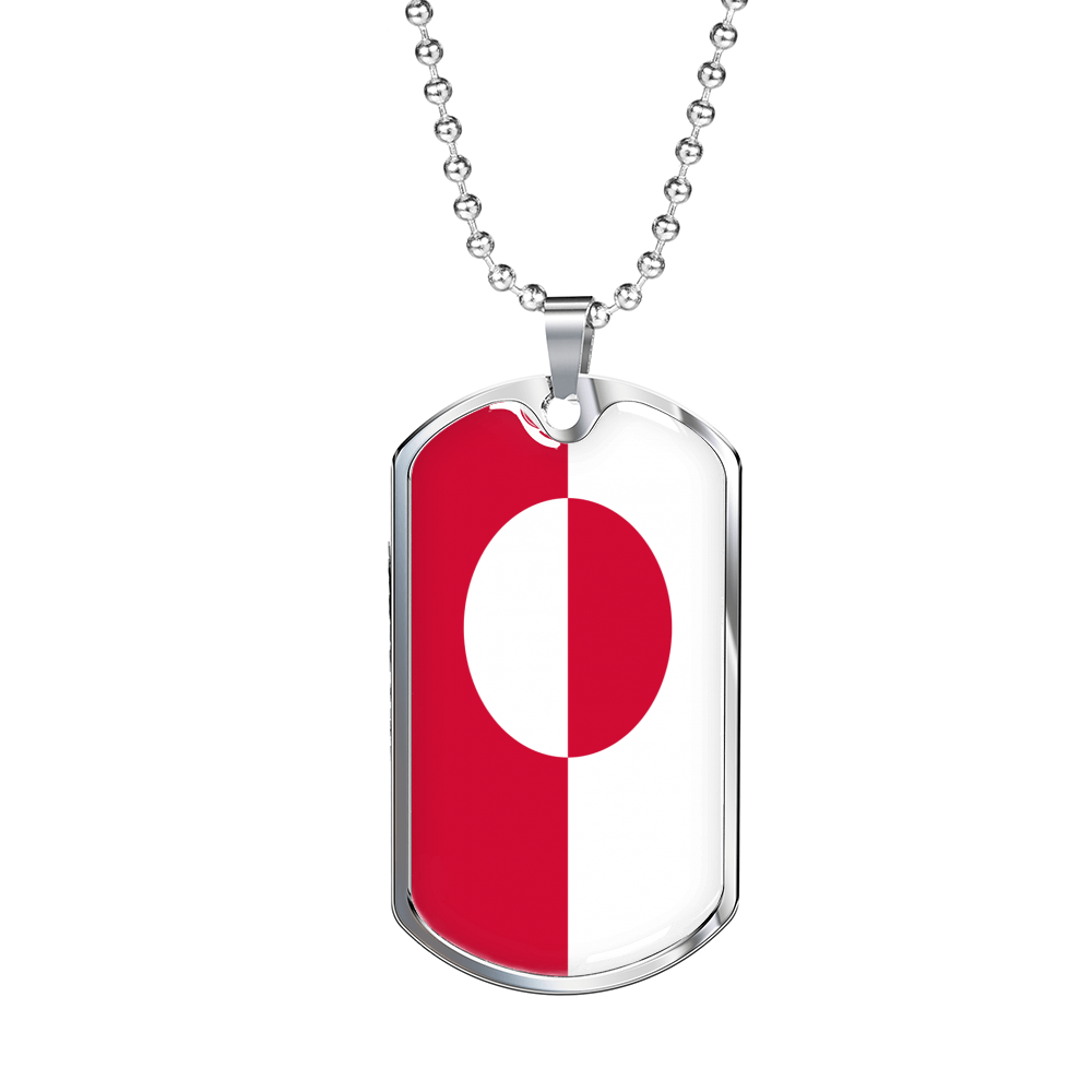 Greenland Flag Necklace Stainless Steel or 18k Gold Dog Tag 24