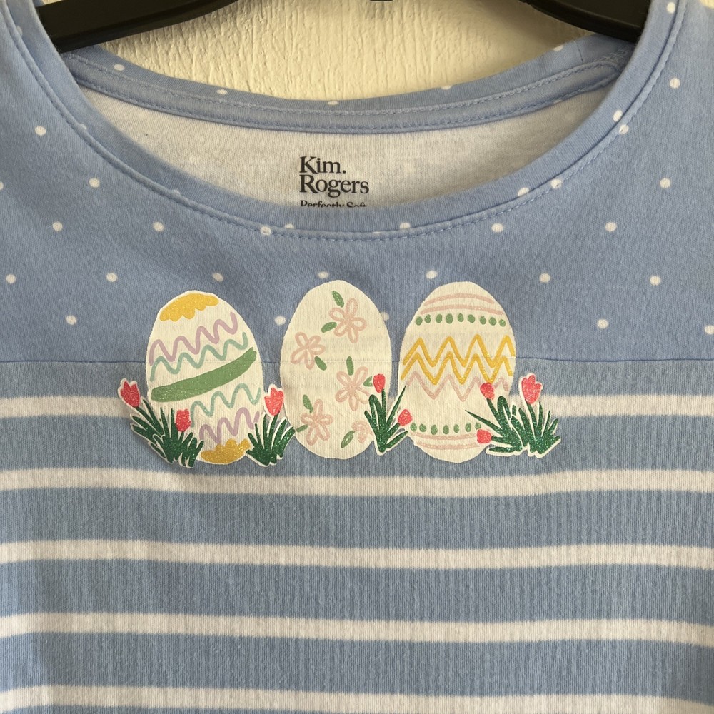 KIM ROGERS Women’s Easter Perfectly Soft 100% Cotton Tee  Medium Scoop Neck