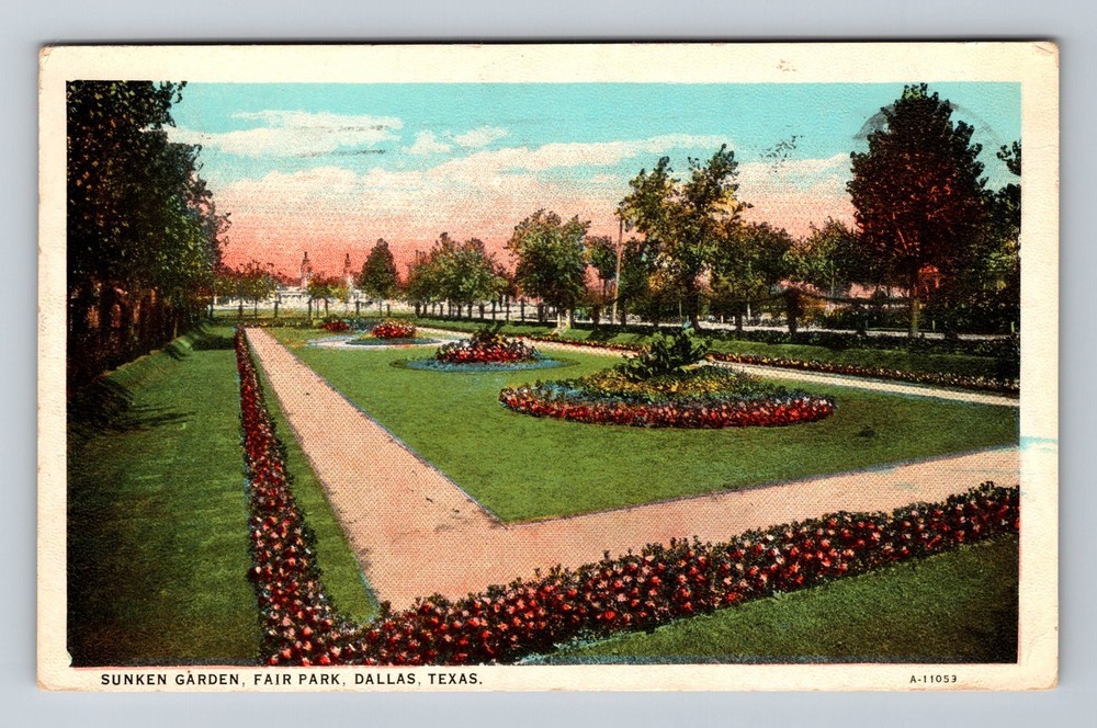 Dallas TX-Texas Sunken Garden Fair Park Vintage Postcard Standard Souvenir
