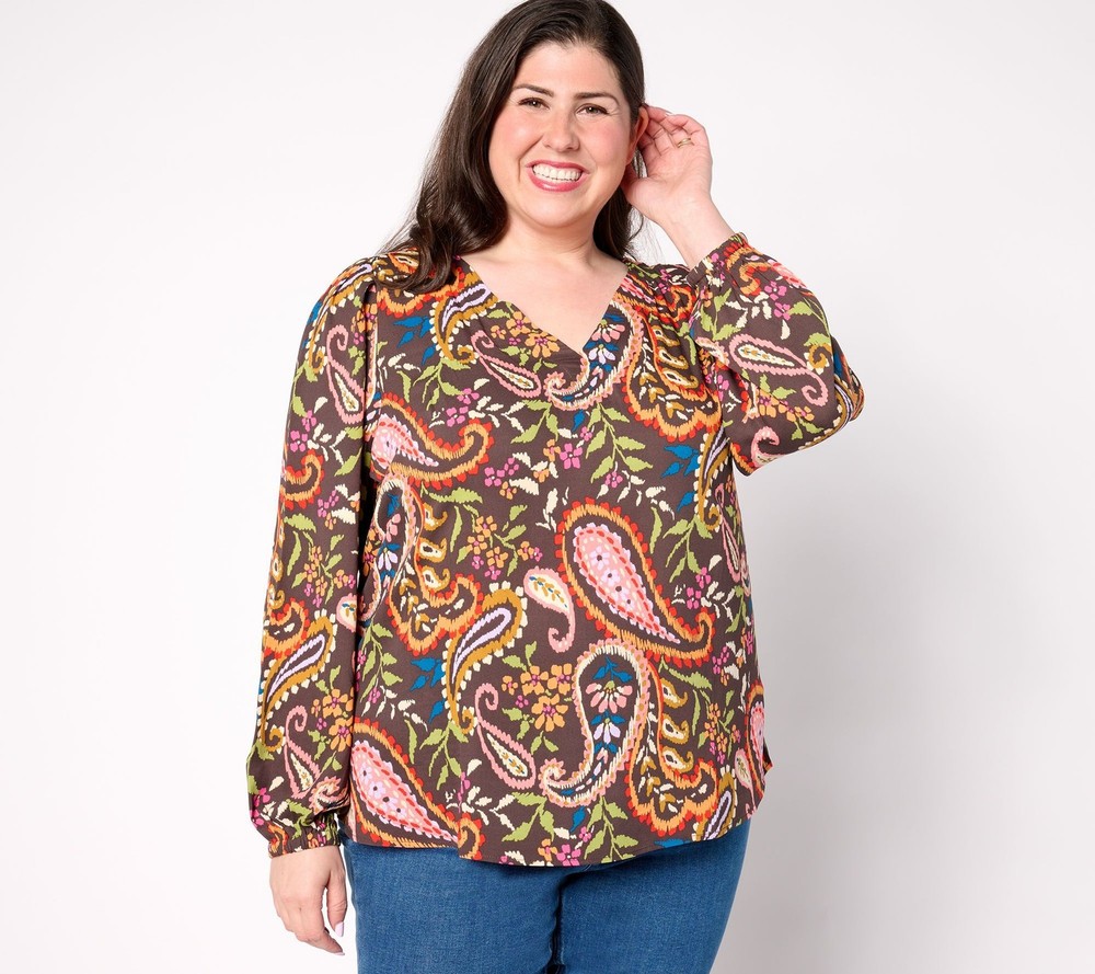 SUNNYLiFE Women's Top Plus Sz 4X Find Your Fire Boho Chic Blouse Brown A654087