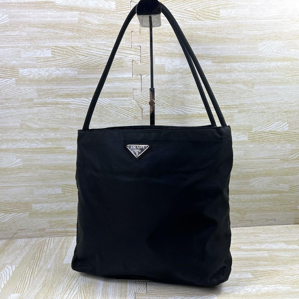 Prada Rare Black Nylon Shoulder Tote Bag