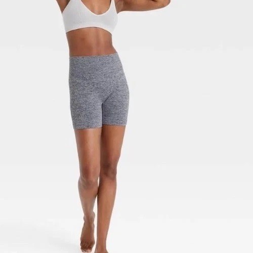 COLSIE Women's Seamless Ribbed Bike Shorts High Waist Heather Gray Size XLARGE