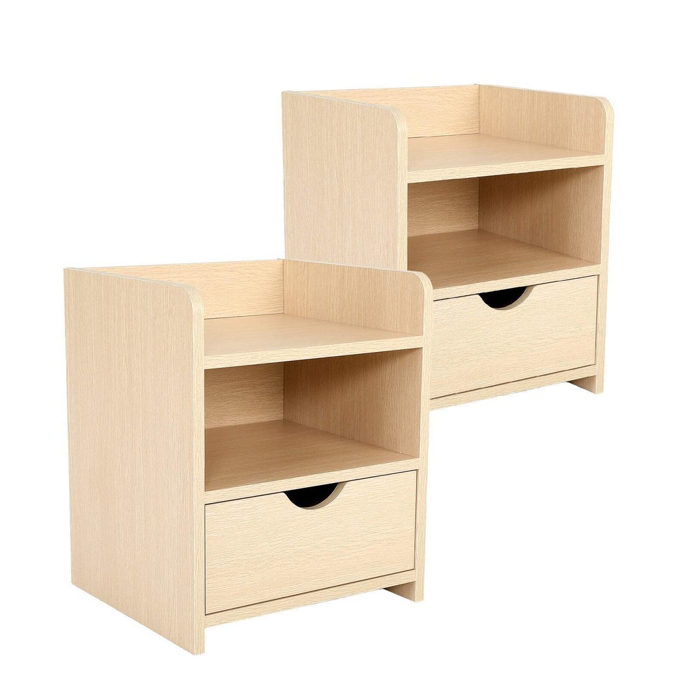 NNEDSZ 2-Tier Nightstand with Drawer & Shelves for Bedroom Storage  