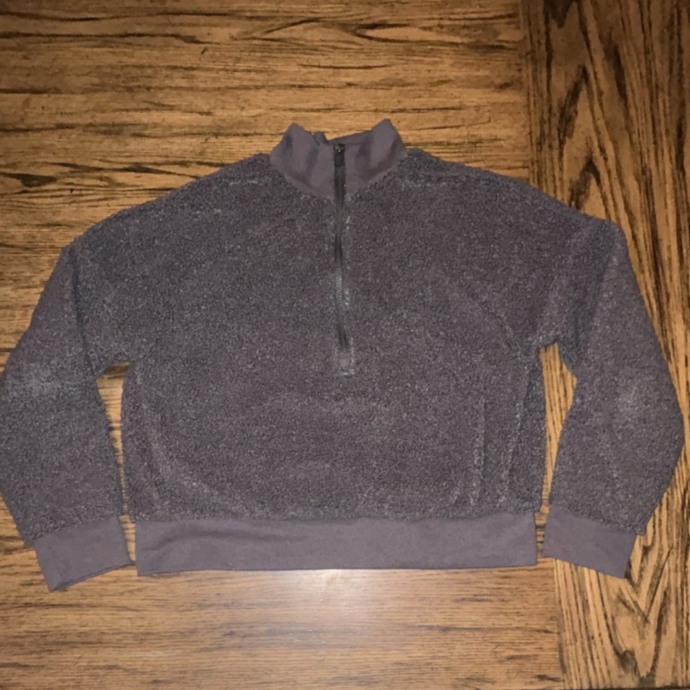 Fabletics Gray Fleece 1/2 Zip Sweatshirt Women's Size S Long Sleeve Mock Neck