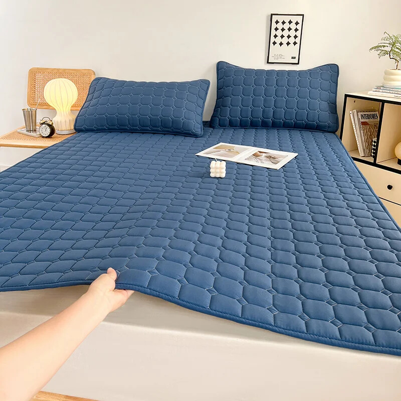 1pc Quilted Thick Mattress Topper with Elastic Straps for All Seasons