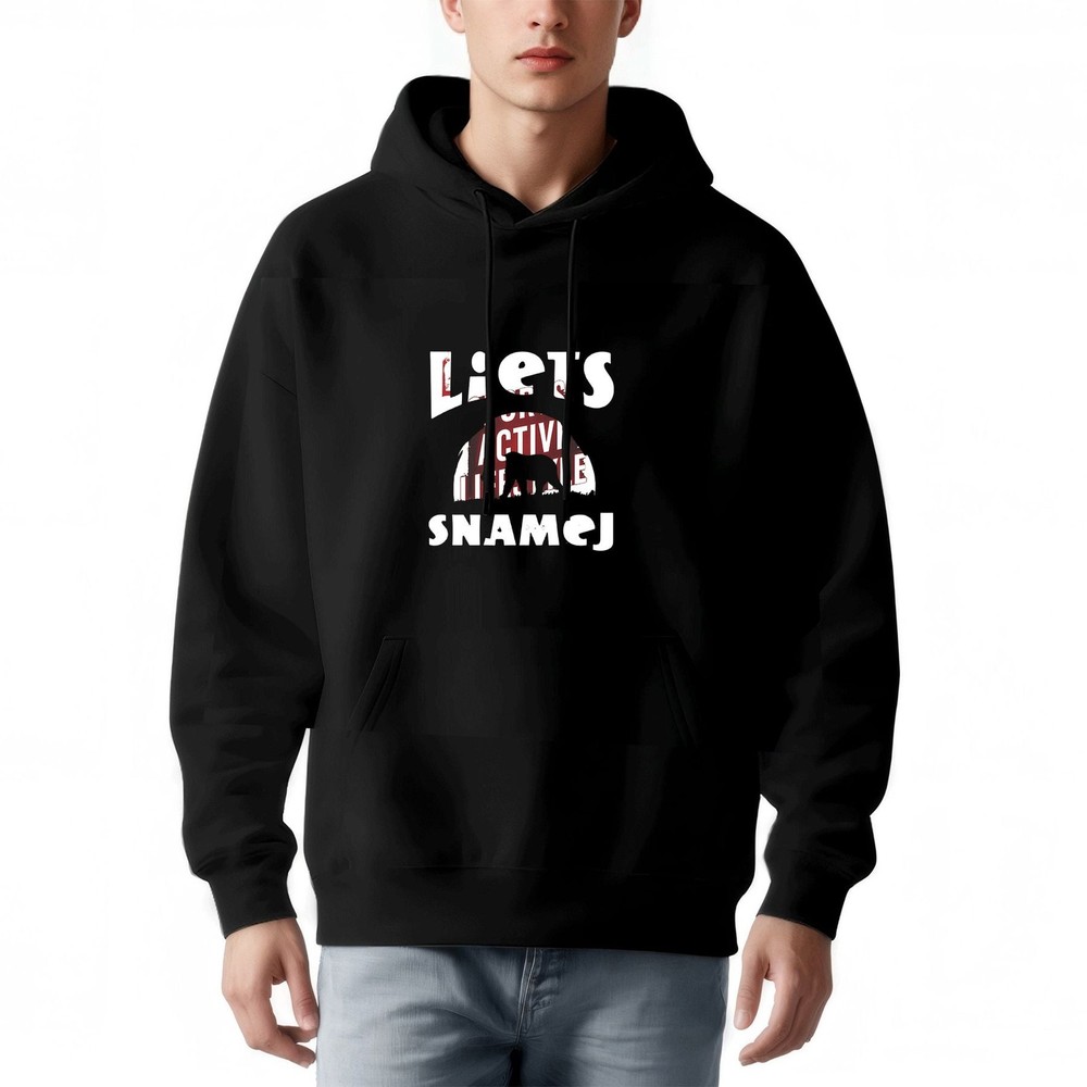 Men's Loose Fit Hoodie with Front Pocket Drawstring Hood Features ' LIGHTS '