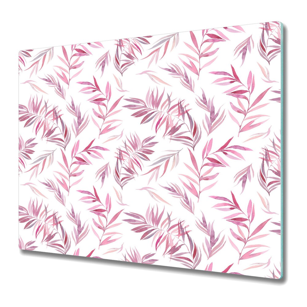 Glass Induction Ceramic Hob Cover Purple Palm Tree Florist Art Pink 60x52