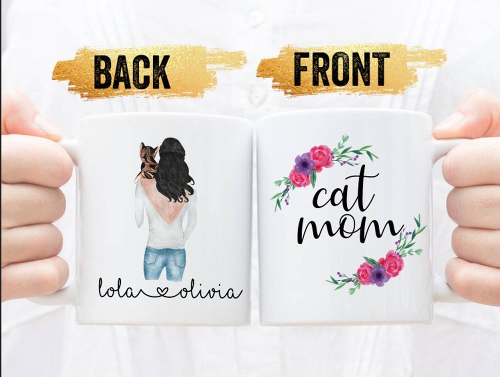 Taza Personalizada Gato Mamá Personalizada Gato Taza Gato Regalos para Amantes de los Gatos Regalo para Gato