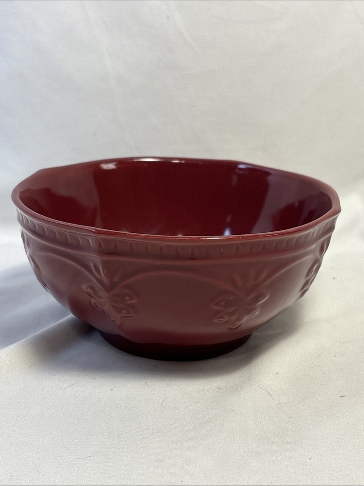 One Pioneer Woman ~ Red (Burgundy) ~ FARMHOUSE LACE ~ Stoneware ~ 6