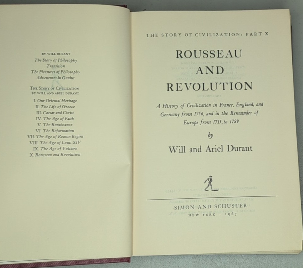 Rousseau and Revolution HC The Story of Civilization Vol X Will Durant 1967