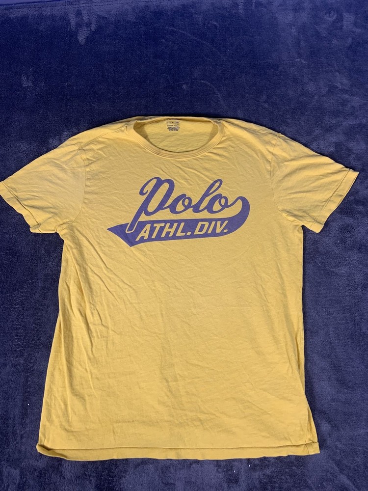 Polo Ralph Lauren Custom Slim Fit Athl Div Graphic T-Shirt Men's M Yellow Cotton