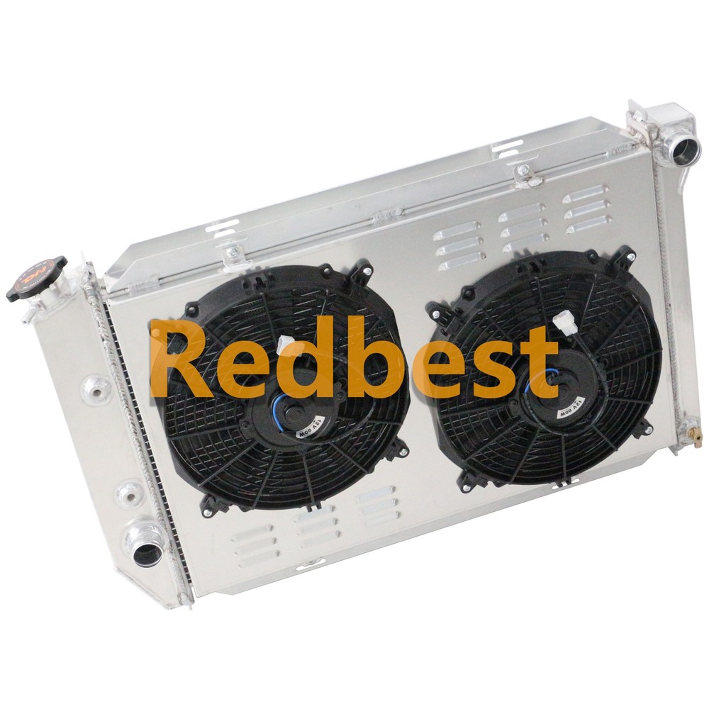 4Row Radiator Shroud Fan For 69-73 Ford Mustang Fairline Torino Cougar LTD 26''W
