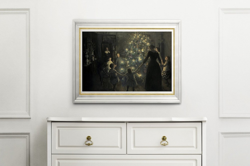 Christmas Vintage Xmas Print Antique Tree Poster Winter Xmas Vintage Wall Art