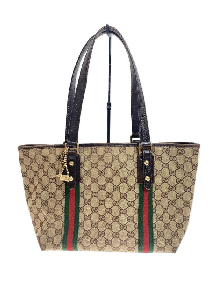 GUCCI Sherry GG Canvas Brown Tote Bag from Japan