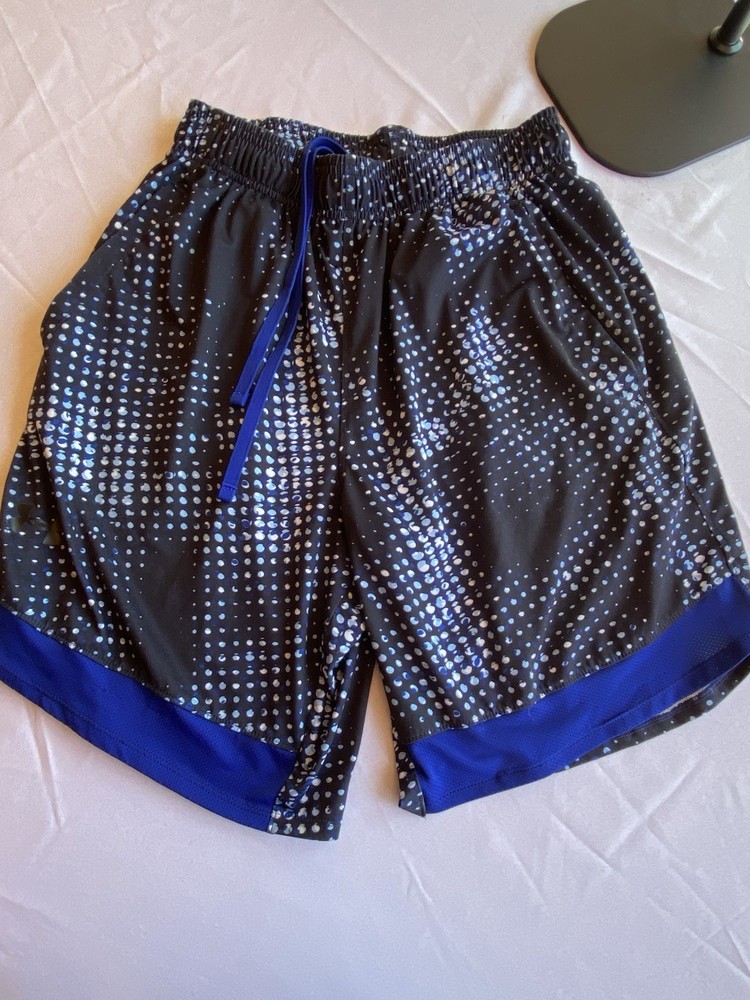 Under Armour Men's Athletic Shorts Black Blue White Drawstring Size M
