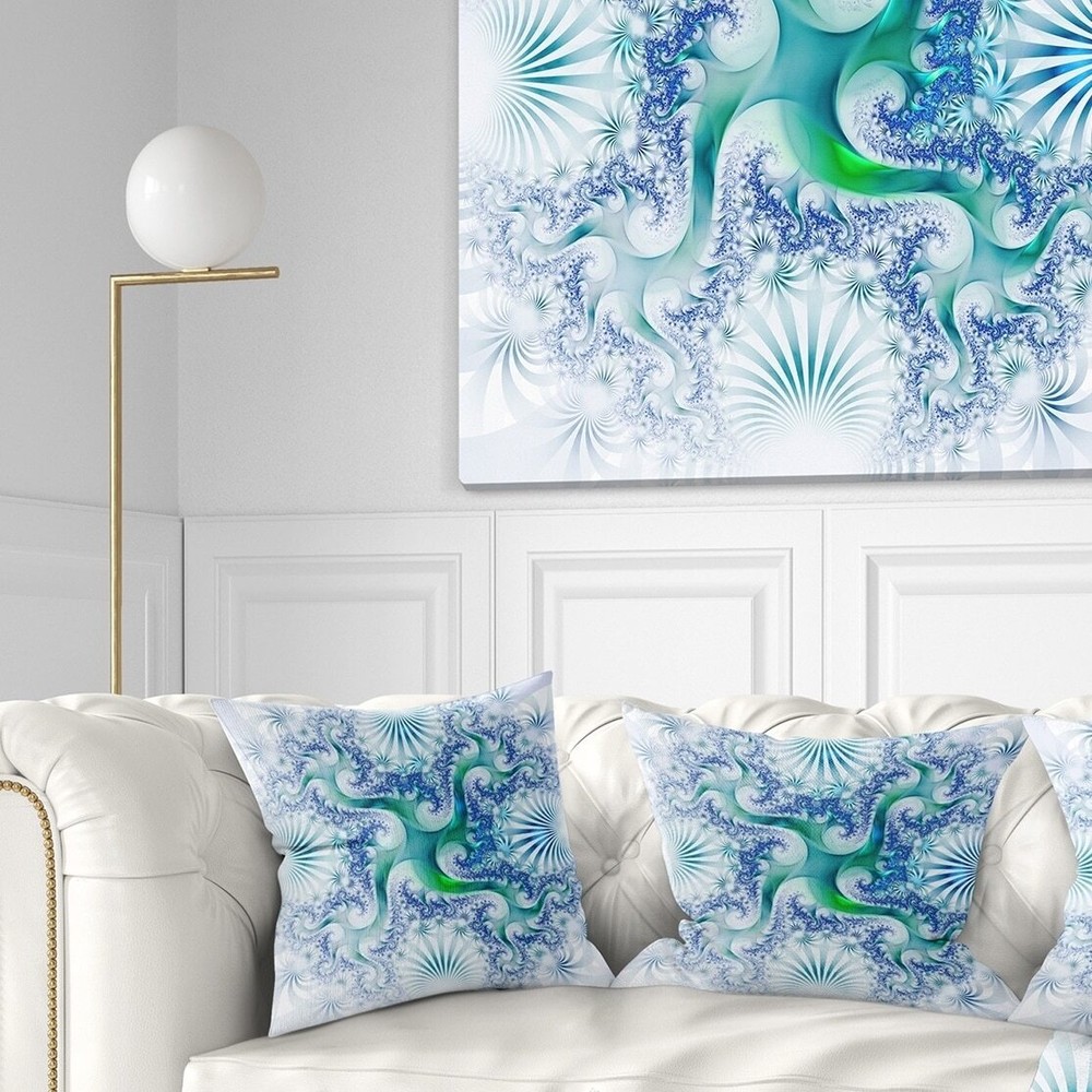 Designart 'Light Blue and Green Fractal Design' Abstract